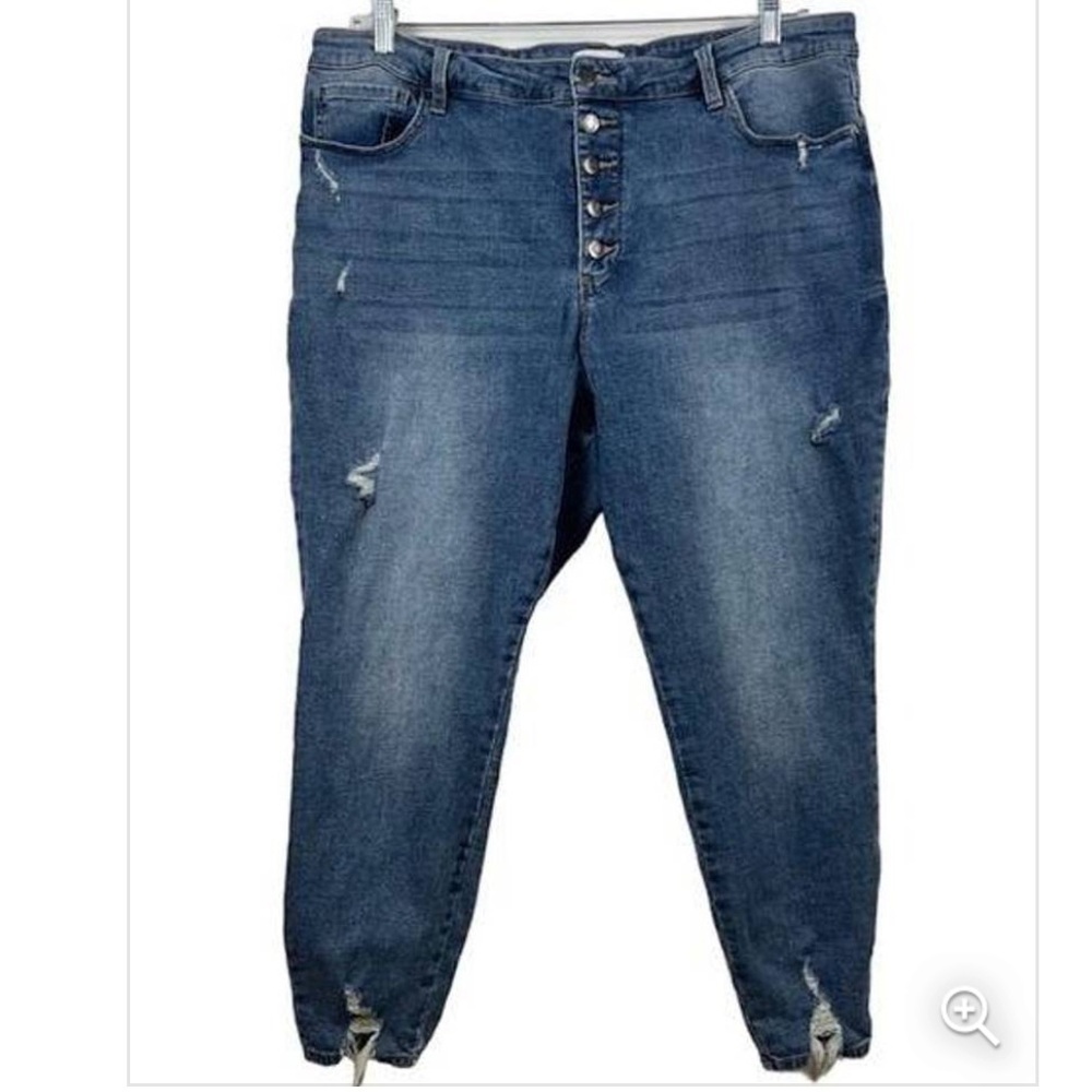 Pistola Light Wash Distressed High Waisted Button Fly Skinny Jeans sz 22W - Picture 5 of 5